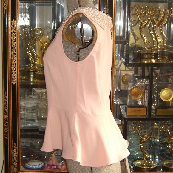 PEARL COLLAR PEPLUM TOP S - Picture 5 of 5